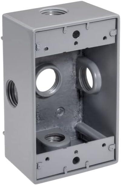 Topaz 5 Hole, Single Gang, Weatherproof Box | 1/2" Electrical Box (Gray)