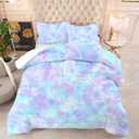 kxry Blue and Purple Galaxy Gradient Glitter Color Comforter Sets Queen Size Tie Dye Ombre Glitter Bedding Sets Rainbow Bedding Quilt for Kids Teen Girls 1 Comforter+ 2 Pillowcases