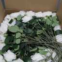100 PCS Fake White Roses, Artificial Flowers Bulk Realistic Silk Faux Ivory Rose with Stems for Wedding Decorations Table Centerpieces Bridal Bouquet DIY Floral Arrangement Event Party Home Decor