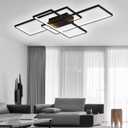 Jaycomey Modern LED Ceiling Light, 35.4in LED Black Flush Mount Ceiling Lights Fixture 75W Living Room Lighting Fixtures Chandelier Lamp for Dining Room Bedroom Kitchen White Light 6000K
