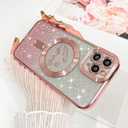 Fiyart Designed for iPhone 11 Pro Case,Compatible with MagSafe Love Heart Plating Camera Protection TPU Magnetic Glitter for Women Girls Shockproof Phone Bumper 5.8"-Pink