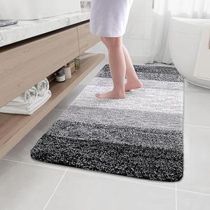 Arotive Microfiber Bathroom Rugs, Shaggy Soft and Absorbent Bath Rug, Non-Slip, Thick Plush Machine Washable Dry Bath Mats for Bathroom, Tub and Shower, 44x32, Black, Rectangular