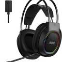 AOC Wired Gaming Headset with Mic, USB Gaming Headphone with Stereo Sound for PC/Laptop/PS4/PS5, 50mm Drivers RGB Corded Headphones for Game/Work/Music, ACG2500