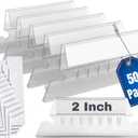 1InTheOffice File Folder Tabs and Inserts, Plastic Clear Tabs, and Inserts 2" x 5/8", Plastic Hanging File Tabs for Hanging Folders, 50/Pack