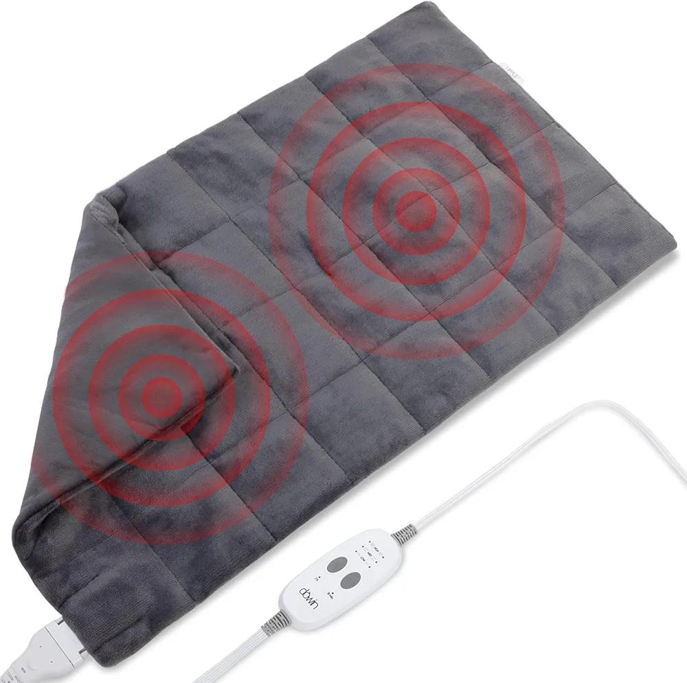 Dowin Almohadilla Térmica Extra Grande Con Masajeador, Almohadillas Térmicas Ponderadas Para Aliviar El Dolor De Espalda, Almohadilla Térmica Eléctrica De 33 X 18 Pulgadas Para Calambres, 3