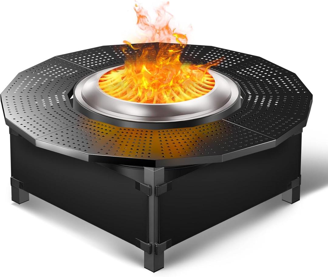 40 in Fire Pit Surround Tabletop for Solo Stove Bonfire and Ranger Wood Burning, Powder-Coated Steel Tabletop for Solo Stove Bonfire Accessories, 24 in Inner, Fits Most Wood Burning Fire Pit.