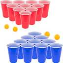Pong Set - 12 Durable Cups in Red & Blue, 4 Precision Ping Pong Balls - The Epic Party Game for Endless Fun & Friendly Competition - Ideal for BBQs, Birthdays & More!