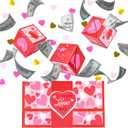 Meiidoshine Valentine's Day Gift Box, Surprise Exploding Money Holder for Cash Gift, Includes 100Pcs Transparent Bags