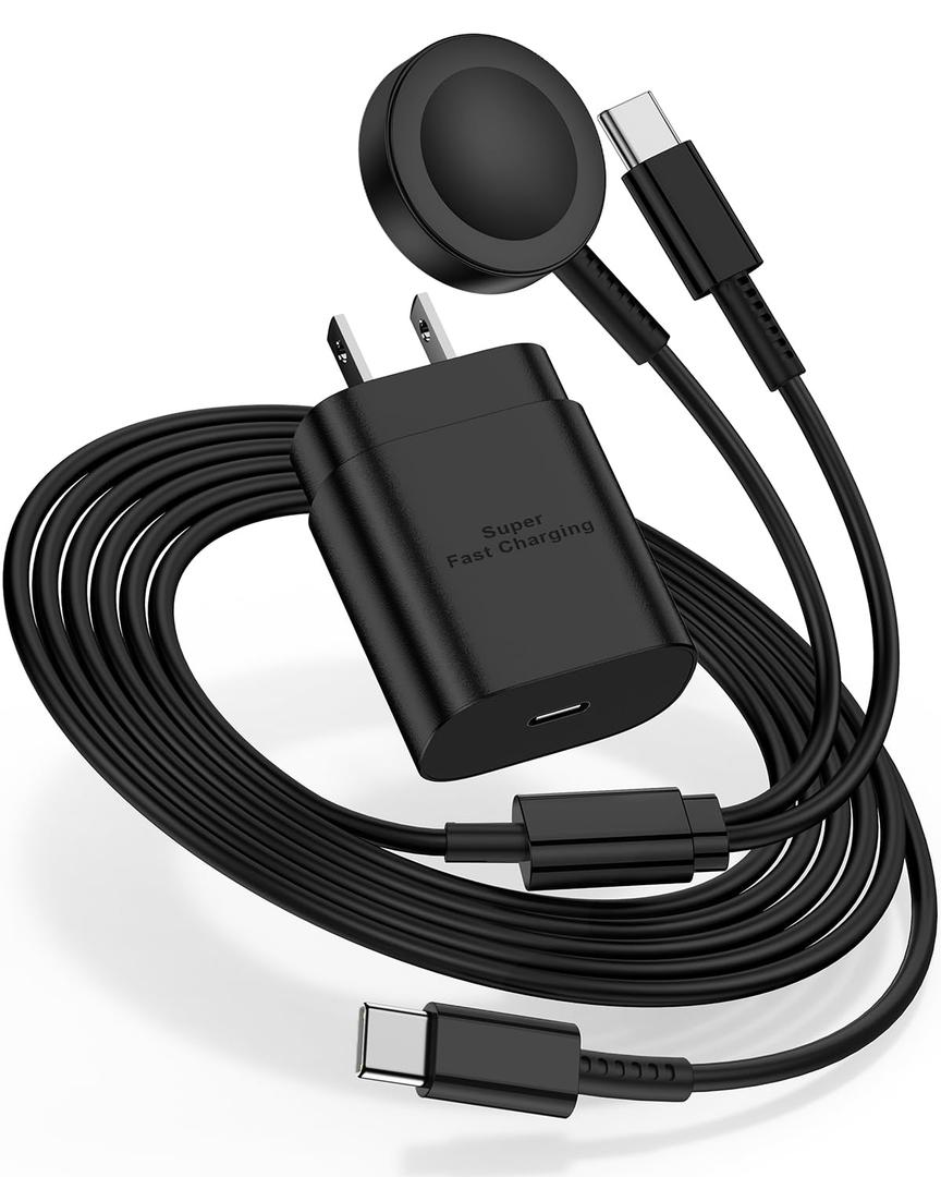 For Samsung Watch Charger Fast Charging,2 in 1 Galaxy Watch Phone Charger 3.3ft with 25W USBC Charger Compatible with Galaxy Watch 8/7/Ultra/6/6 Classic/5/5Pro/4/4 Classic/3/Active2/1/S24/S23/S22/21