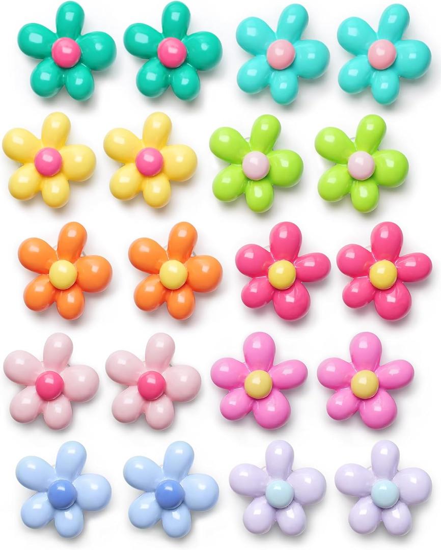 Mymazn 20 PCS Fridge Magnets Cute Refrigerator Magnets Colorful Decorative Magnet Flower Magnet for Office Kitchen Locker