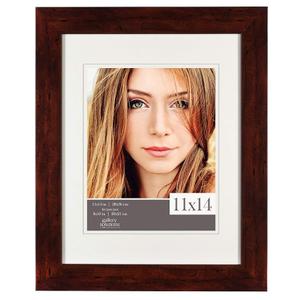 Gallery Solutions 11x14 Walnut Picture Frame with Double White Mat Opening for 8x10 Image, 8 inches x 10 inches
