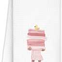 YTRGI Pink Cute Bathroom Hand Towels, WAITPI Blue Bows Kitchen TowelsLight Pink Preppy Hand Towel for Girls Bathroom Dorm Apartment Decor, Girly Gifts Kitchen Dish Tea Towels 16x24 Inch 2 Pack