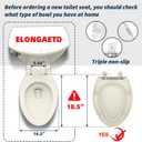 ELONGATED toilet seat risers for seniors, Slow Close, Elevated toilet seat, Heavy Duty, Never Loosen, Raised toilet seat elongated bowl, Almond/Bone(18.5)