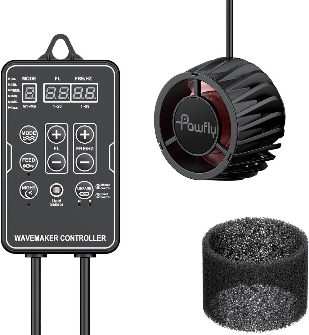Pawfly Wave Maker for Aquariums 2100 GPH, Aquarium Powerhead DC 24V 10W, Aquarium Circulation Pump With Magnetic Base, Wavemaker for 30-300 Gallon Freshwater Saltwater Tank