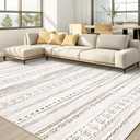 9x12 Washable Area Rug: Non Slip Soft Thin Carpet, Boho Geometric Modern Decor, Easy Clean Indoor Floor Large Rugs for Living Room Bedroom Kids Dorm Office Dining - Brown