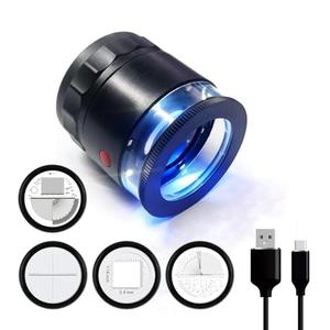 LED Scale Loupe 10X Rechargeable Jewelers Loupe with UV & LED Lights and 4 Reticle Sacles, Eye Loupe Magnifier Jewelry Magnifying Glass with Adjustable Focus for Jewelry Gemstones Identification