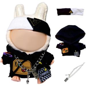 Hoodie Doll Clothes,17cm/15cm Dolls Outfit Set,Accessories for Doll,Stylish Clothes Set Dress Up (No Doll) (Black Hoodie)