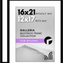 Americanflat 16x21 Picture Frame with Polished Plexiglass - Set of 2 - Use as 12x17 Frame with Mat or Display 16x21 Photo Without Mat - Galleria Collection - Picture Frames for Wall Display - Black