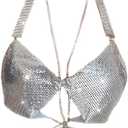 Rhinestones Bar Top Body Chains Crystal Bra Chain Silver Sparkly Crop Top Chains Sexy Beach Nightclub Jewelry for Women