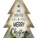 Christmas Decorations for Home Farmhouse Merry Christmas Tree with Pinecones Wooden Decorative Block Rustic Tabletop Xmas Party Holiday Dcor