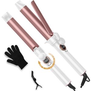 1 1/ 4 Inch Curling Iron, Curling Wand for Long Hair, 5 Adjustable Temp LCD Digital Control, 32 mm Thin Long Barrel Curling Iron Double Voltage 110-240V