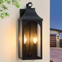17" Outdoor Wall Light Fixture, 2-Light Sand Black Exterior Light Fixture, Waterproof Porch Lighting for House, Farmhouse Sconces Lantern for Front Door, Garage, ETL Listed, E12 Socket