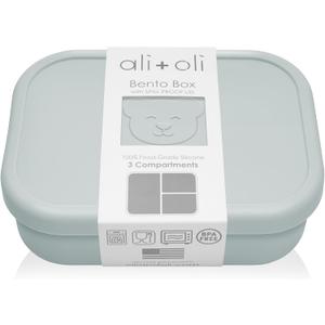 Ali+Oli Silicone Bento Box (Blue) Lunch Box for Kids, Toddlers, Preschoolers & Adults | BPA-Free and Spill-Proof | Ideal for School, and On-the-Go Meals| Perfect for Lunch, Snacks, and Meals