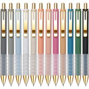 Linbsunne Gel Pens Black Ink Pen 0.5mm fine Point Pens Smooth Writing Retractable Office Supplies (12-count)