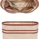 GIVLEFLY Purse Organizer Inserts divider Handbag Insert with Multiple Pockets,cup&umbrella position Zippered Bag,Lightweight Tote Organizer Fit Longchamp Neverful and More(Beige,Extra Large)