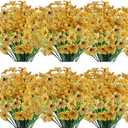 20 Bundles Artificial Flowers Outdoor UV Resistant Fake Flowers No Fade Faux Plastic Plants Garden Porch Window Box Decorating (Yellow)