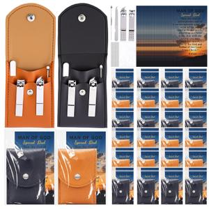 48 Set Fathers Day Christian Gifts Bulk Man of God Gifts Manicure Set Bulk Nail Clipper Pedicure Kit with Religious Bible Verse Bookmarks for Men Husband Father Birthday (Black)