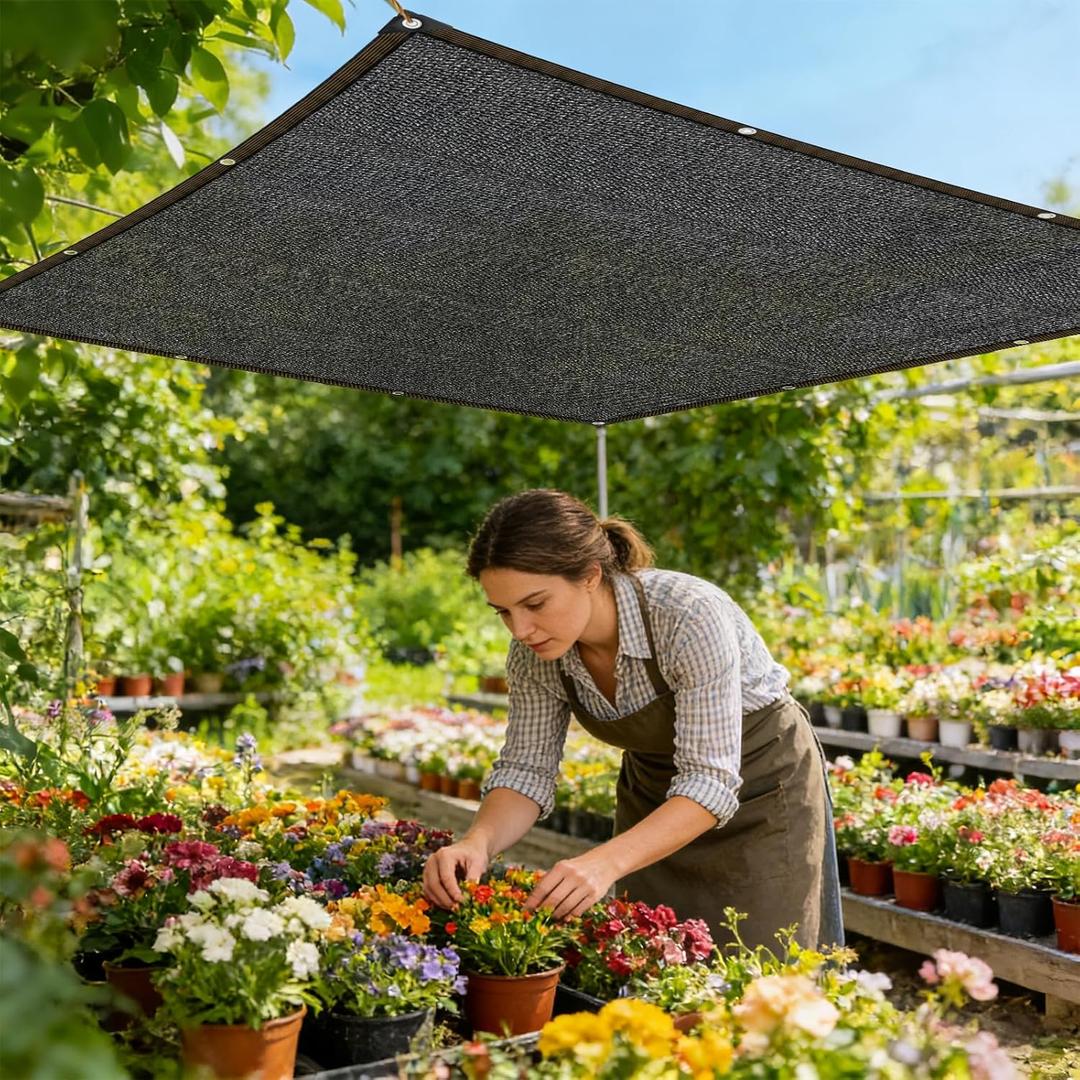 Shade-Cloth 85-90% for Garden Plants 7x7 FT, Black Sun-Block Shade Cover Mesh Tarp with Grommets Sun Shade Canopy for Outdoor Pergola Patio Flower Lawn Kennel Chicken Coop