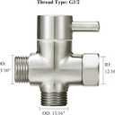 Sneatup Solid Brass 3-way G1/2 Shower Diverter (Brushed Nickel)