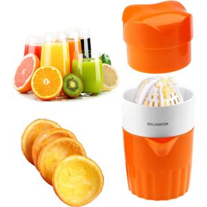 Hand Juicer Citrus Orange Squeezer Manual Lid Rotation Press Reamer for Lemon Lime Grapefruit with Strainer and Container, 2 Cups