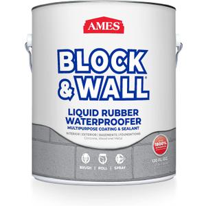 Ames Block & Wall Liquid Rubber Waterproofer Multi-Purpose Coating & Sealant - 1 Gallon - Perfect to Use As Concrete Sealer and Waterproofer for Basements and Foundations - Made in The USA, White