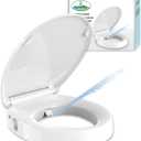 Bidet Toilet Seat Riser Round, Height 2.91inch, 3 Mode Wash No Electric | Soft Close, One-Bottone Quick Release, Safe Anti-Slip Rubber Pad Adjustable, Urine Splash Guard, Top/Bottom Fixing Compatible