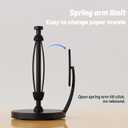 VEHHE Paper Towel Holder Countertop, Black Paper Towel Holder with Spring Activated Arm and Damping Effect, Simply Tear Paper Towel Stand for Bathroom and Kitchen (Black)