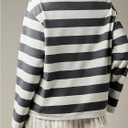 Women's Oversized Tshirts Striped Long Sleeve T Shirts Crew Neck Preppy Tops Fall Outfits (Gray, M)