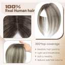 Hair Toppers for Women Real Human Hair Toppers No Bangs 7 * 10cm Upgrade Swiss Base 30g HairPieces for Women with Thinning 10Inch (4T6/613) (Ombre Brown with Blonde Highlight)