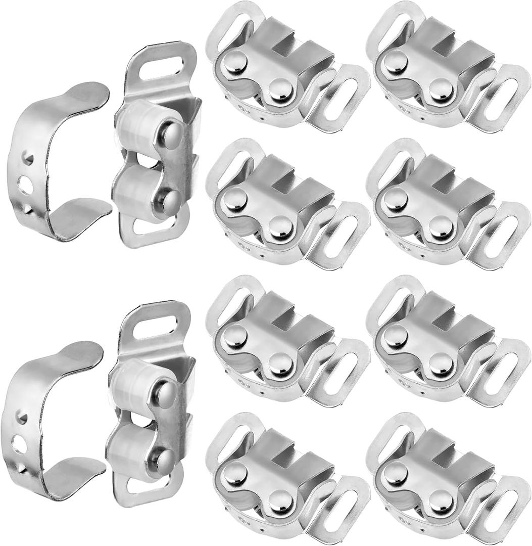 10 Pcs Mobile Home Cabinet Door Catch Double Post Friction Roller Catch Rv Cabinet Latch Closet Door Latch for Rv and Mobile Home(Silver)