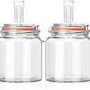 0.6 Gallon Fermentation Jars with Airlocks, 2 Pack Glass Fermenting Kit, Wide Mouth Brewing Jars for Sauerkraut, Kimchi, Kombucha, Pickles & Probiotic Foods, Home Fermentation Starter Kit