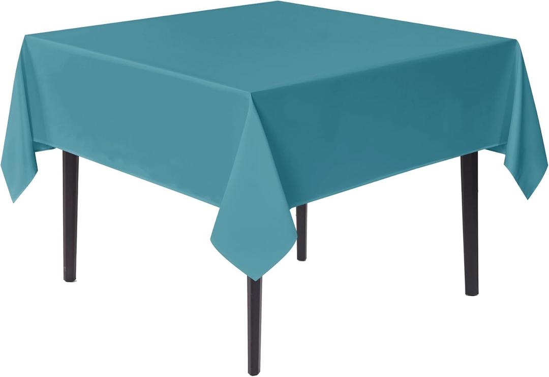 sancua Square Tablecloths 85x85 Inch - Teal Fabric Table Cloth for Square or Round Tables, Washable Polyester Table Cover for Outdoor Party, Birthday, Buffet, Restaurant