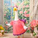 Suzile 3 Pcs Goose Outfits Porch Goose Clothes Goose Costume for 23 Inch Cement Goose Garden Bee Butterfly Sunflower Style Goose Outfit for Spring Outdoor Lawn Patio Ceramic Goose Decor (Spring)