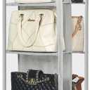 8 Grids in 1 Rotatable Hanging Purse Handbag Organizer with Double Zippers, Visible Purse Organizer for Closet, Fully Enclosed Handbag Storage Holder (Gray)