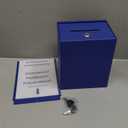 Weekgrat Metal Donation Box with Lock 6.7 x 5 x 8 Inch Safe Ballot Suggestion Box with Sign Holder and Slot Tip Jar Voting Collection Raffle Mailbox for Voting Fundraising Collection(Blue)