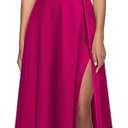 MUSHARE Women's Square Neck Sexy Split Cocktail Party Maxi Long Formal Dress S