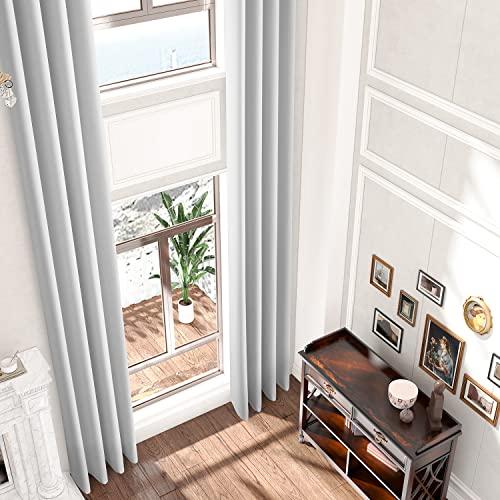 Blackout Extra Long Curtain,95% Room Darkening High Ceiling Draperies for Living Room, Soft Textured Thermal Insualted Blackout Extra Tall Curtains 18ft Length(Pale Gray,1 Panel,52 x 216 Inch)