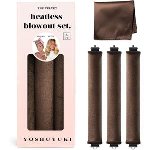Heatless Hair Curler Overnight Curls Blowout Rods Headband No Heat Curlers to Sleep in Large Rods Hair Rollers Blowout Look for Short Hair Styling Tools Silk Hair Wrap Curling Set Brown