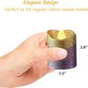 LOGUIDE Gold Flameless Votive Candles, 12-Pack Gold & Purple Glitter Battery Operated LED Tea Lights Candle for Christmas Decorations, Wedding Centerpieces, Party, Birthday, Anniversary