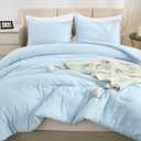 Comforters Light Blue King Size, 3 Pieces Lightweight Solid Bedding Comforter Set, All Season Fluffy Bed Set (104x90In Comforter & 2 Pillowcases)